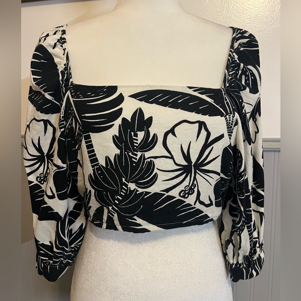 Bluesteel Brazilian Linen Crop Top / Medium / Tropical / Vacation / Festival